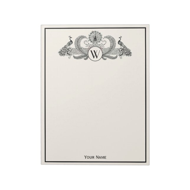 Bloc-note Vintage Paons Monogramme Ivoire BG (Tourné)