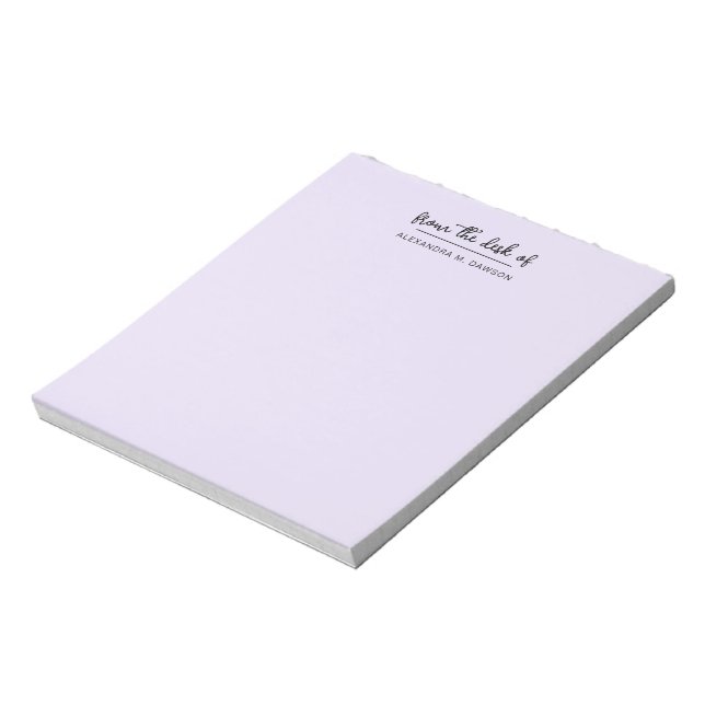 Bloc-note Violet Clair De La Part De Nom De Script Simple (Tourné)
