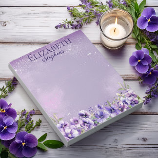 Bloc-note Violettes Violettes Élégantes Floral Boho - Nom
