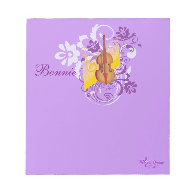 Bloc-note Violin Floral Swirl Purple Small Note Pad (Devant)