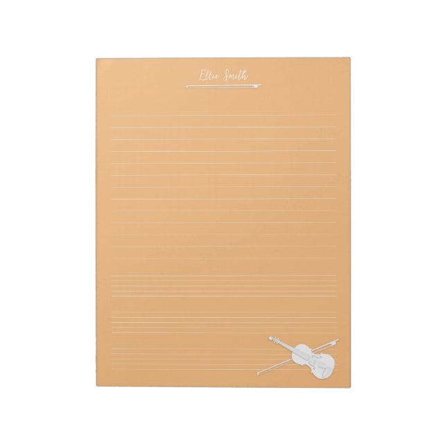 Bloc-note Violon Blanc & Archet Cours de Musique Personnalis (Tourné)