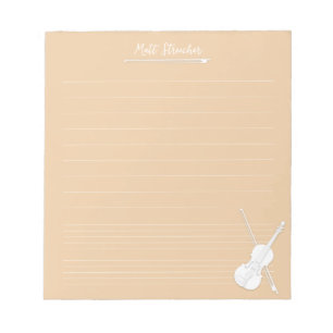 Bloc-note Violon blanc Leçon de musique personnalisée Beige