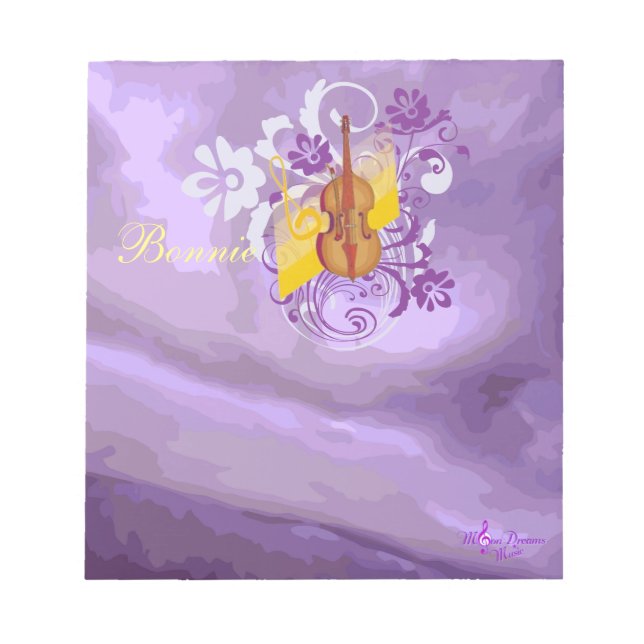 Bloc-note Violon floral torse violet Abstrait petit bloc-not (Devant)