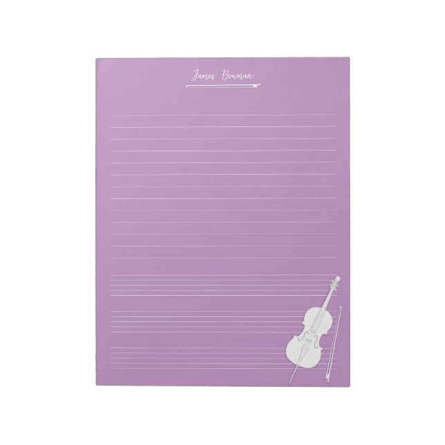 Bloc-note Violoncelle blanc & Archet Cours de musique person (Tourné)