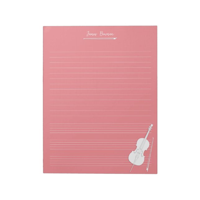 Bloc-note Violoncelle blanc & Archet Cours de musique person (Tourné)