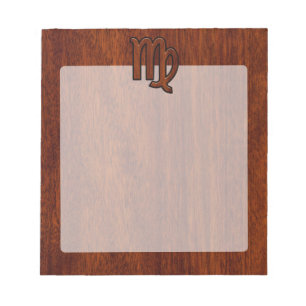 Bloc-note Virgo Zodiac Sign in Mahogany wood style