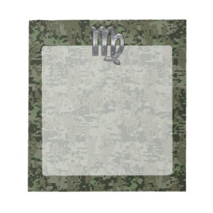 Bloc-note Virgo Zodiac Sign on Olive Green Digital Camo