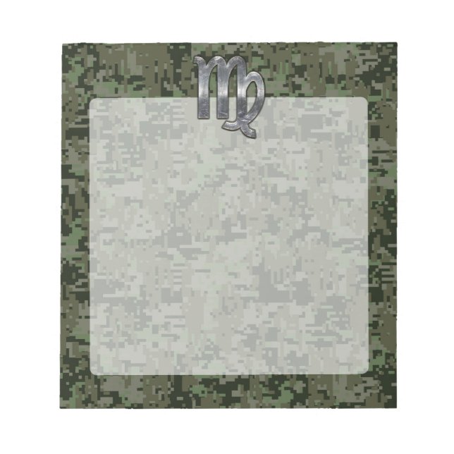 Bloc-note Virgo Zodiac Sign on Olive Green Digital Camo (Devant)