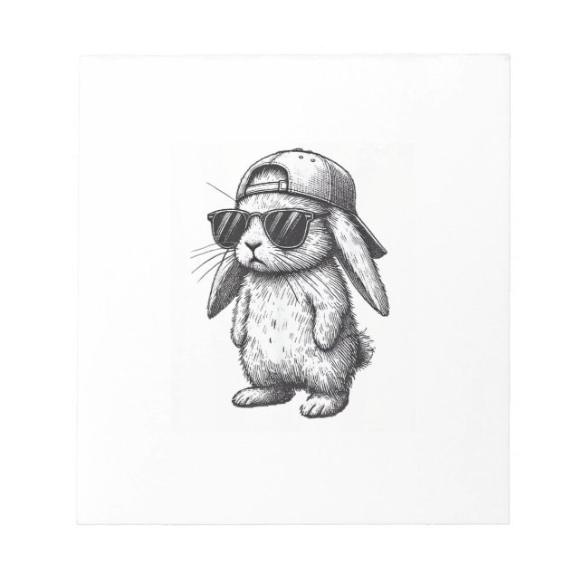 Bloc-note Visage de Lapin Avec Lunettes de Soleil Casquette  (Devant)