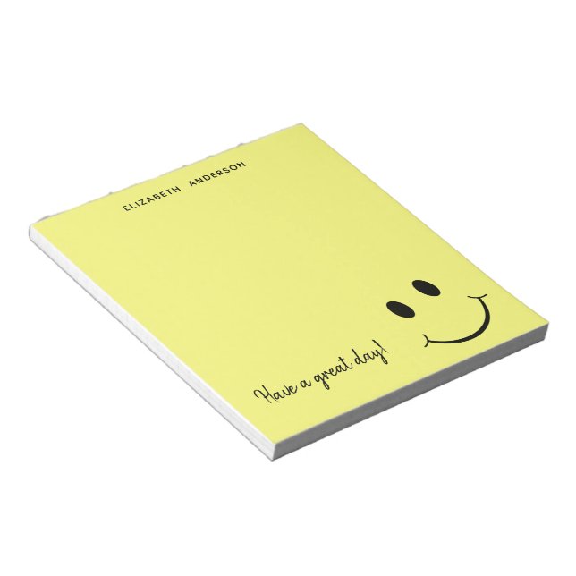 Bloc-note Visage jaune heureux personnalisé (Incliné)
