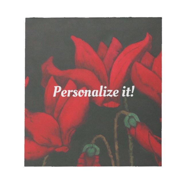 Bloc-note Vivid red cyclamen on a dark background (Devant)