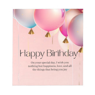 Bloc-note Vœux d'anniversaire rose