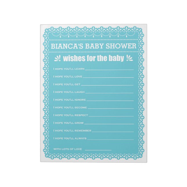 Bloc-note Voeux pour Baby Blue Papel Baby shower Picado (Tourné)
