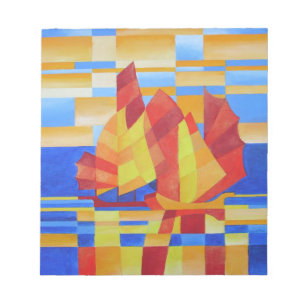Bloc-note Voile sur les Sept Mers So Blue Cubist Abstrait