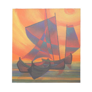 Bloc-note Voiles rouges dans le couloir de soleil Cubist Abs