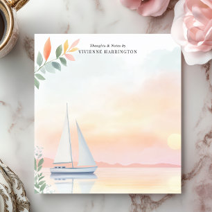 Bloc-note Voilier aquarelle au coucher du soleil personnalis