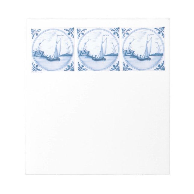 Bloc-note Voilier Delft Bleu Blanc (Devant)