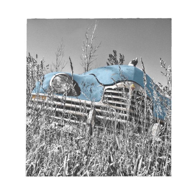 Bloc-note Voiture bleue vintage (Devant)