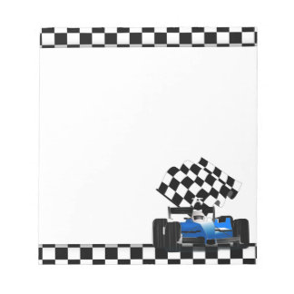 Bloc-note Voiture Blue Race avec drapeau À damiers
