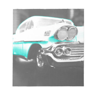 Bloc-note voiture classique Chevrolet Impala 1958 bleu vif