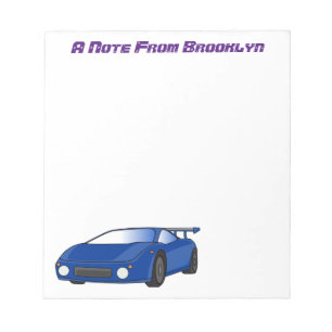 Bloc-note Voiture de sport bleue avec illustration airfos