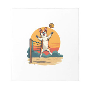 Bloc-note Volleyball Corgi Vintage Illustration Vectoriel Co