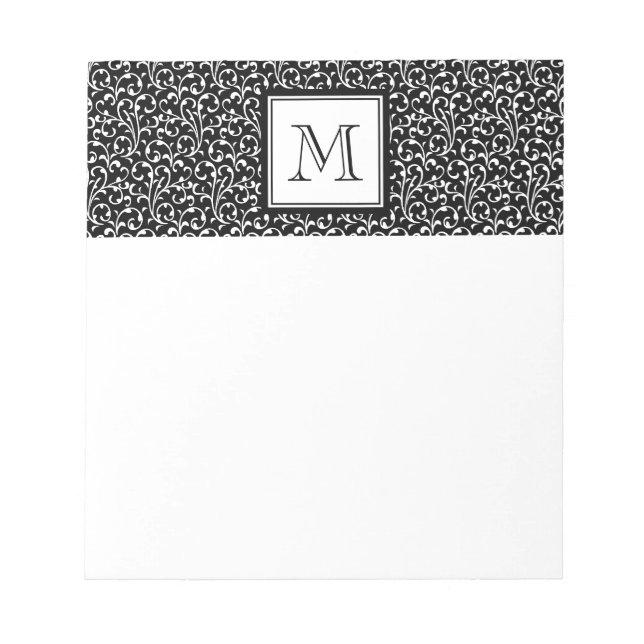Bloc-note Votre Lettre. Monogramme personnalisé. Flèches bla (Devant)