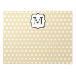 Bloc-note Votre Lettre. Monogramme personnalisé. Polka Beige