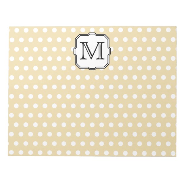 Bloc-note Votre Lettre. Monogramme personnalisé. Polka Beige (Devant)