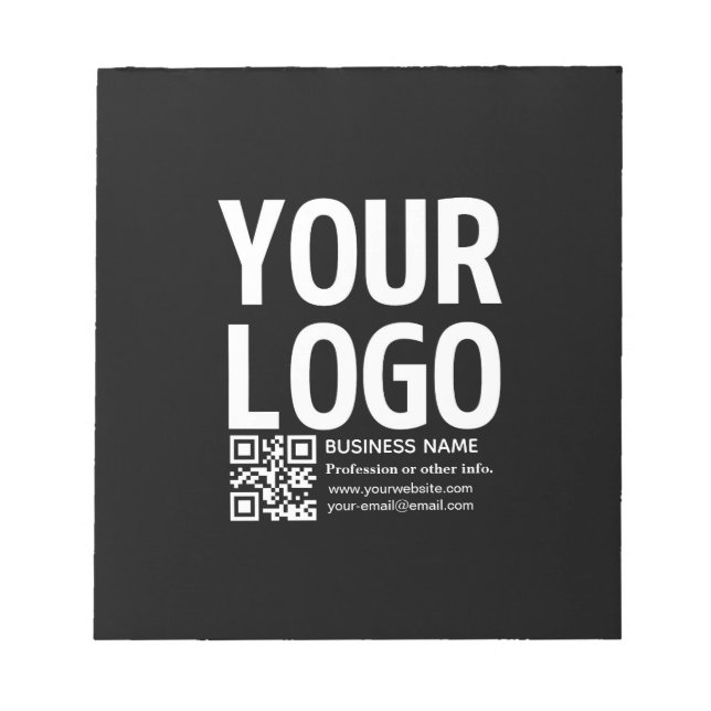 Bloc-note Votre logo avec code QR et texte modifiables  (Devant)