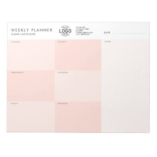Bloc-note Votre Logo Blush Pink Simple Modélisateur hebdomad