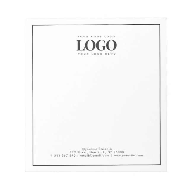 Bloc-note Votre logo commercial rectangle ici Bordure minima (Devant)