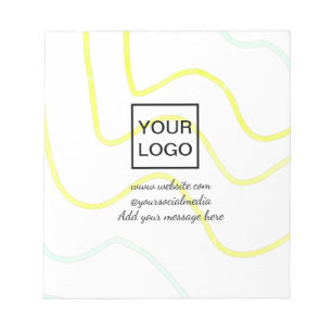 Bloc-note Votre logo ici blanc simple minimal lignes jaunes 