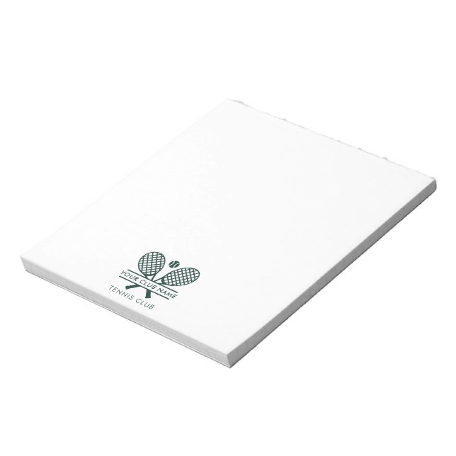 Bloc-note Votre nom de club Tennis Team Staff Green Logo (Tourné)