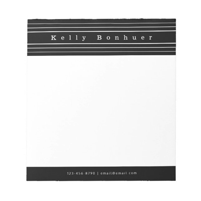 Bloc-note Votre nom & Rayures | Violet & Rose (Devant)