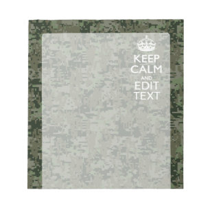Bloc-note Votre texte Camouflage numérique Vert olive Conse