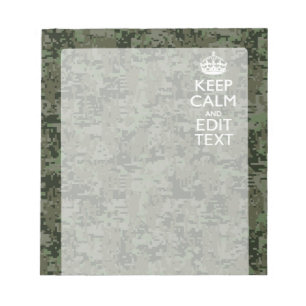 Bloc-note Votre texte Camouflage numérique Vert olive Conser