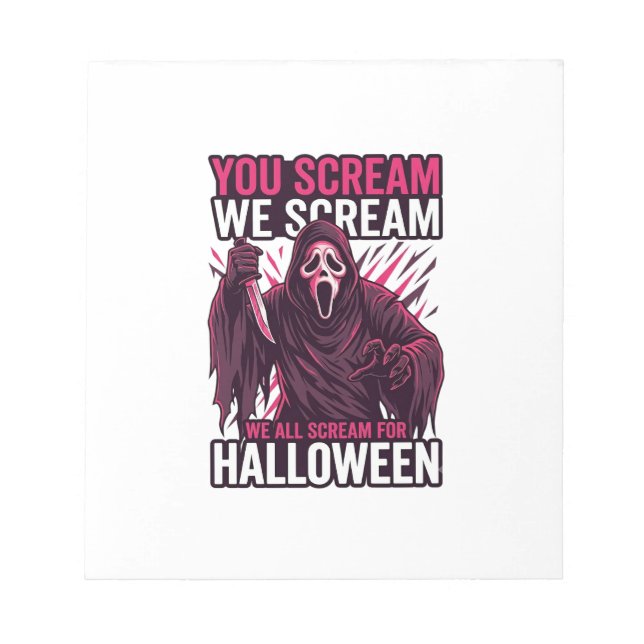 Bloc-note Vous criez Nous Halloween Ghostface Couteau Sangla (Devant)