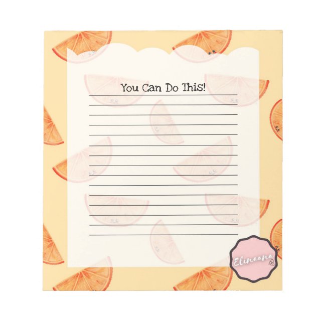 Bloc-note Vous Pouvez Le Faire, Personnalisable Orange (Devant)