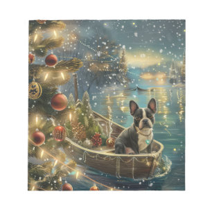 Bloc-note Voyage de fête de Noël de Boston Terrier