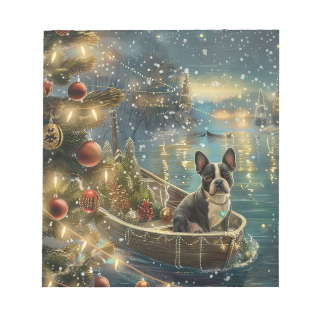 Bloc-note Voyage de fête de Noël de Boston Terrier (Devant)