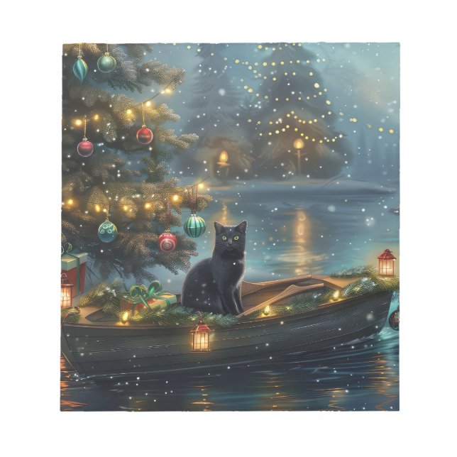 Bloc-note Voyage de fête de Noël de Chat Noir (Devant)