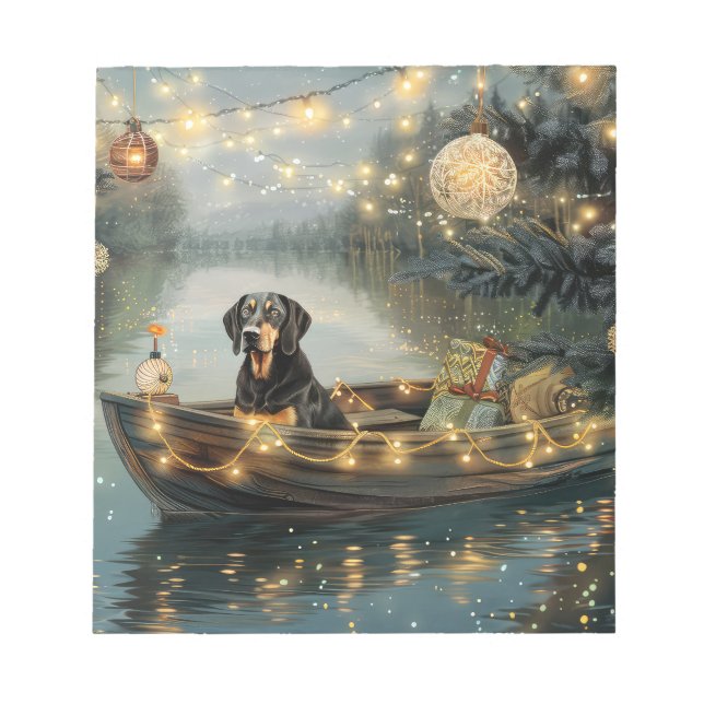 Bloc-note Voyage de fête de Noël du Bluetick Coonhound (Devant)