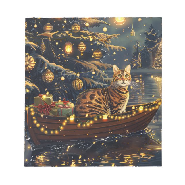 Bloc-note Voyage de fête de Noël du chat du Bengale (Devant)