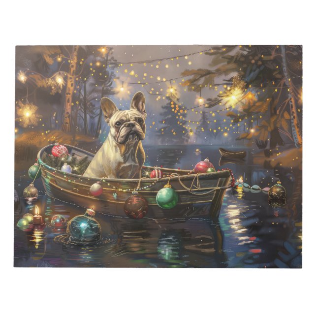 Bloc-note Voyage de Noël festif de Bouledogue français (Devant)