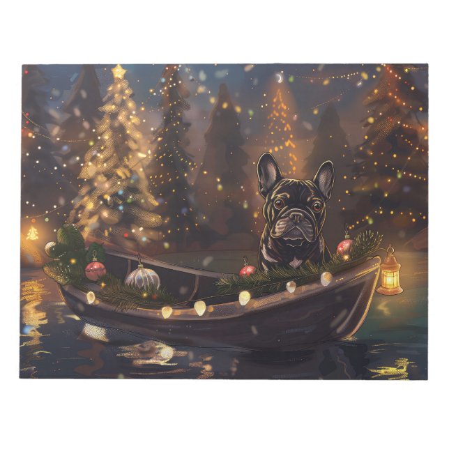 Bloc-note Voyage de Noël festif de Bouledogue français (Devant)