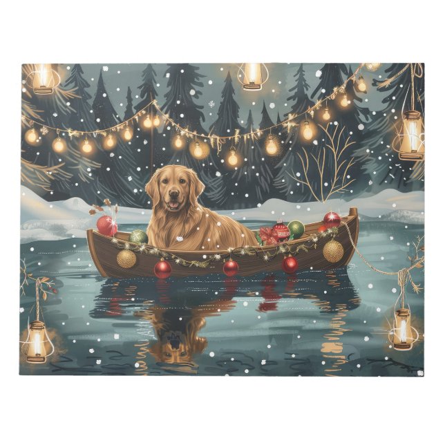 Bloc-note Voyage de Noël Festif du Golden Retriever (Devant)