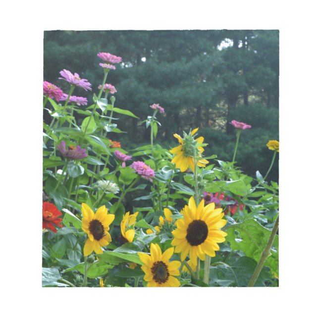 Bloc-note Vue jardin- tournesol, marguerites, cosmos (Devant)