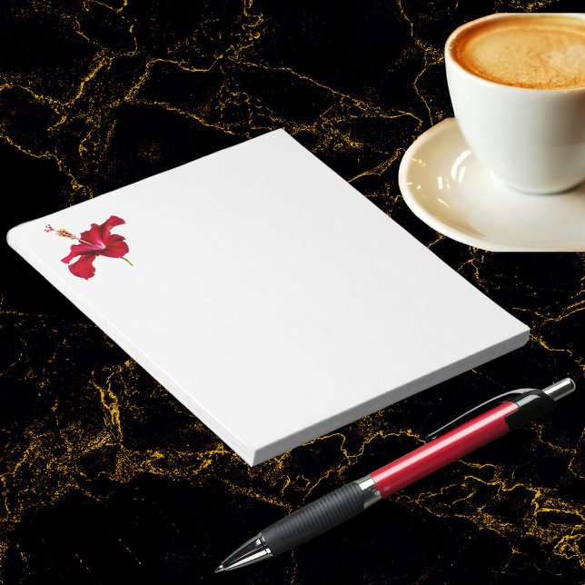 Bloc-note Vue latérale de l'Hibiscus rouge (Red Hibiscus Flower Side View Notepad)
