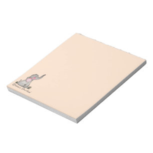 Bloc-note Watercolor Cute Baby Elephant With Blush & Flowers